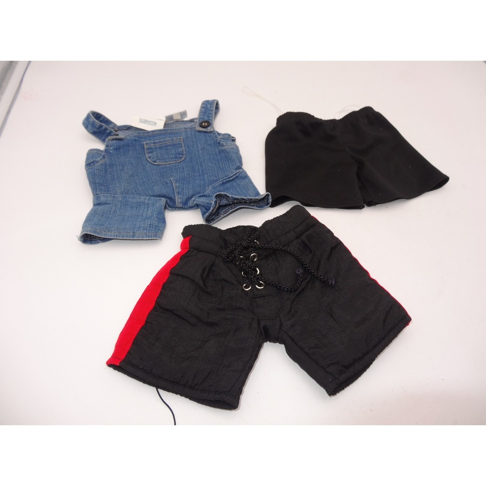 Build A Bear Workshop Minions Denim Overalls and Black Shorts Lot of 3